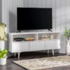 Mid-Century Modern Minimalist 3 Drawer Corner TV Stand For TVs Up To 58 - White - Image 6