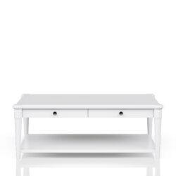 Cocktail Table With Two Storage Drawers And Casters - White