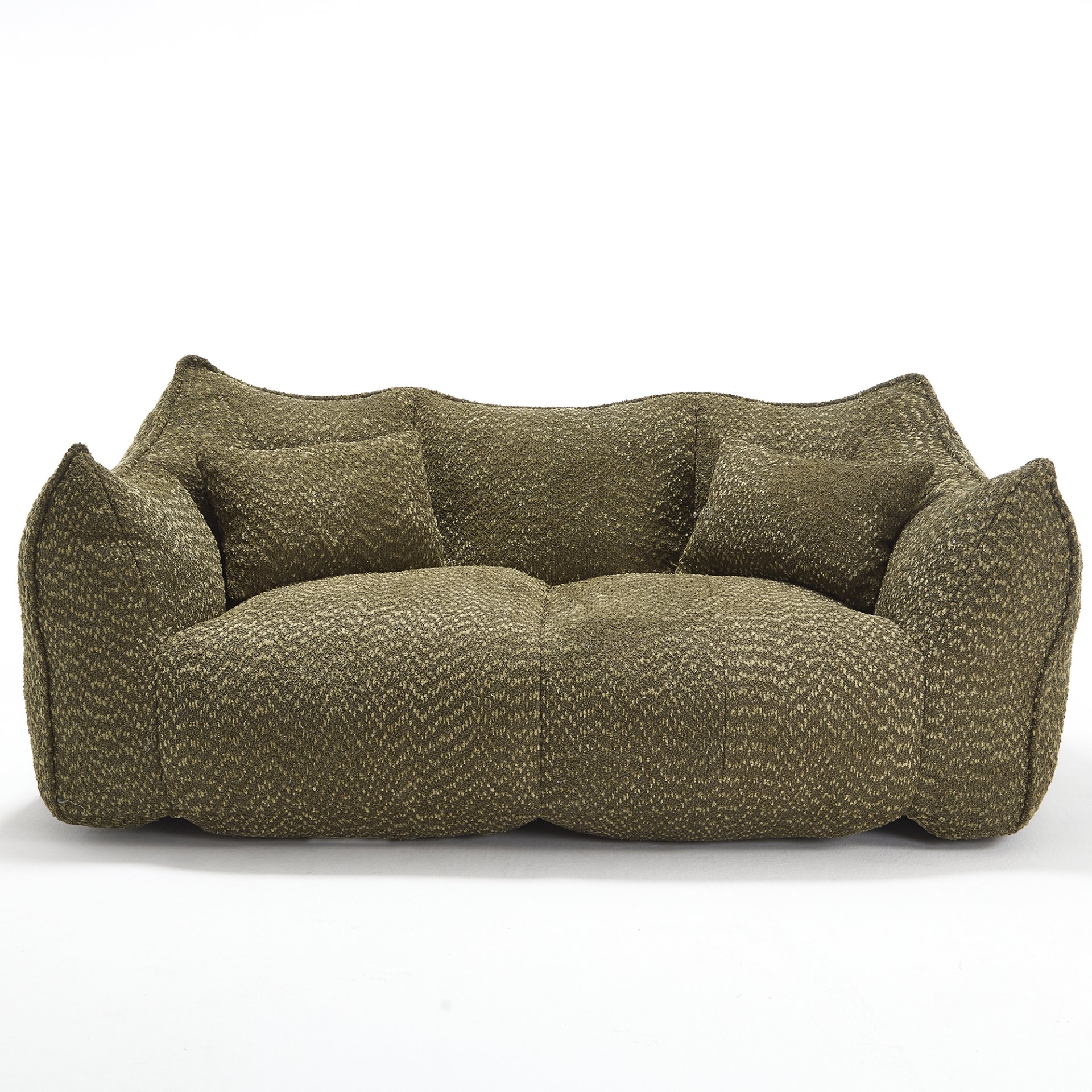 Comfortable Dual Beanbag Chair With High Resilience Foam Core For 2 People In - Olive Green - Image 25