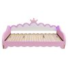 Twin Extending Daybed With LED Lights, Modern Upholstered Princess Daybed With Crown Headboard - Pink - Image 6