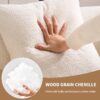 Loveseat Sofa With Wood Grain Chenille Fabric, Cloud White High Density Sponge Couch, Compact Design For Small Spaces - Beige - Image 8