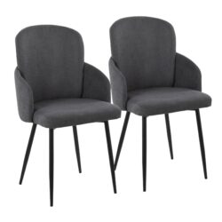 Dahlia - Contemporary Dining Chair (Set of 2) - Black - Fabric