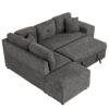 Convertible Sleeper, Sectional Pull Out Sofa Bed With Storage Ottoman, 2 Throw Pillows, 2 Stools, Wireless Charger And Two Hidden USB Ports For Living Room - Dark Gray - Image 21
