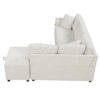 Sectional Sofa L-Shaped Sofa Couch Pull-Out Sofa Bed With A Movable Ottoman, Two USB Ports And Two Cup Holders For Living Room - Beige - Image 20