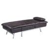 Padilla - Synthetic Leather Chaise Lounge With Pillow USB - Brown - Image 5
