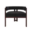 Modern Accent Chair Teddy Upholstered Armchair With Open Back 3 Legs Barrel Dining Chair - Black - Image 11