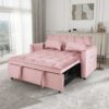 Convertible Sofa Bed 3 In 1 Pull Out Couch With Reclining Backrest And Pillows - Pink - Image 4