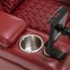 270 Degree Swivel Power Recliner With Tray Table, Phone Holder, Cup Holder, USB Port - Red - Image 22