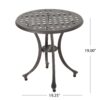Lunaire - Outdoor Round Cast Aluminum Side Table With Lattice Top And Curved Legs - Bronze - Image 3