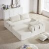Modern Chenille Upholstered Sectional Sofa Couch Set, Modular L Shaped Sectional Living Room Sofa Set & 6 Pillows, Free Combination - Beige - Image 20