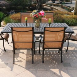 Rectangular 6 Person 85.83" Long Aluminum Dining Set - Antique Bronze