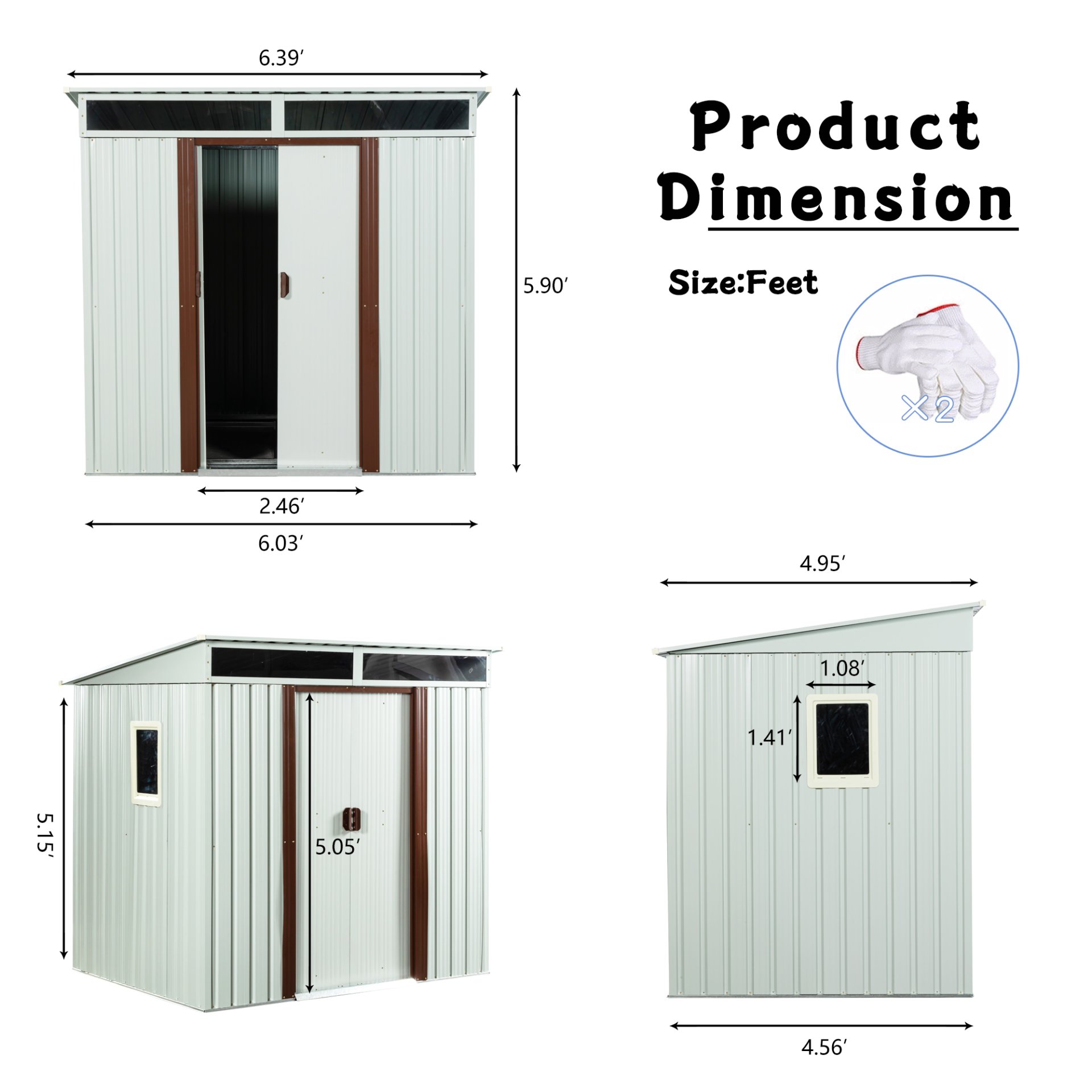 Outdoor Metal Storage Shed With Window - White - Image 10