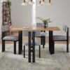 Mid Century 5 Piece Dining Set With Upholstered Metal Leg Chairs And Solid Wood Top Table - Black / White / Natural - Image 2