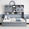 Full Size Daybed With 2 Drawers And All In One Cabinet And Shelf - Gray - Image 20