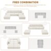 Modular U Shaped Sectional With Ottomans, Luxury Cloud Floor Couch With Deep Seat Fully Compressed Upholstered Sofa - Beige - Image 20