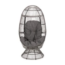 Berkshire - Outdoor Wicker Swivel Egg Chair With Water Resistant Cushions - Gray