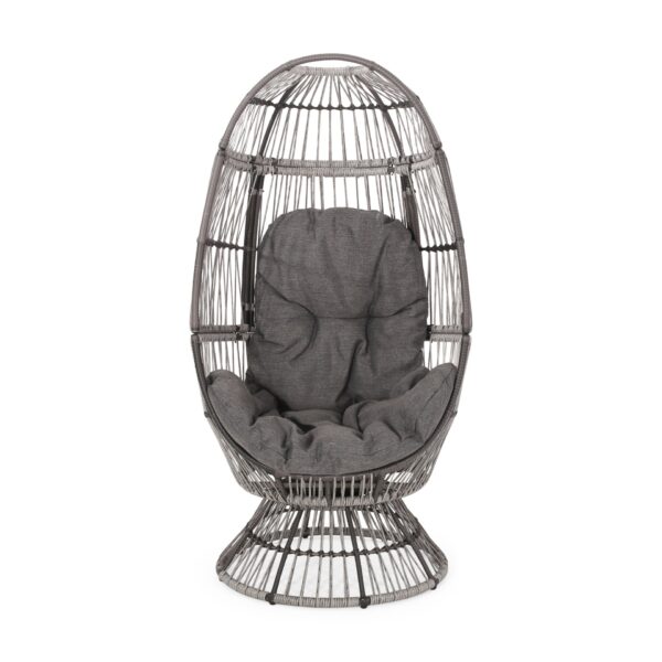 Berkshire - Outdoor Wicker Swivel Egg Chair With Water Resistant Cushions - Gray