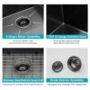 28 X 22" Drop In Kitchen Sink With 16 Gauge Stainless Steel And Deep Single Bowl - Gunmetal Black - Image 6