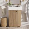 21.6" Bathroom Vanity With Sink And Freestanding Wood Grain Cabinet Featuring Left Door - Wood - Image 4