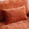 Mid Century Modern Chenille Fabric Loveseat Sofa With Wood Feet, 2 Seat Upholstered Couch - Orange - Image 8