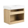 Modern 24" Bathroom Vanity With Ceramic Basin, Wall Mounted Floating Sink Combo, Wooden Storage Cabinet - Oak - Image 9