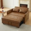 Convertible Sleeper Bed, Adjustable Oversized Armchair With 3 USB Ports For Small Space - Brown - Image 12