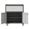 Sturdy And Durable Metal Tool Cabinet For Garage With Wheels Mobile Heavy Duty Storage Cabinet With 1 Drawer And 2 Locking Doors - Black - Image 5