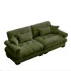 Modern Velvet Large 2 Seater Sofa & Bolstered Armrests And Pillows - Olive Green - Image 6