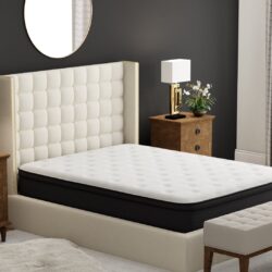 12" California King Euro Top Hybrid Memory Foam Mattress - White / Black