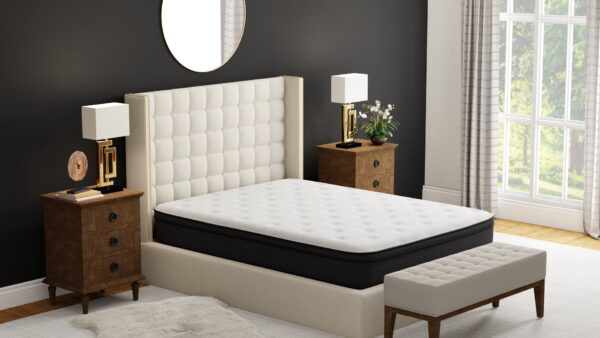 12" California King Euro Top Hybrid Memory Foam Mattress - White / Black