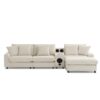 Sectional With Bluetooth Speakers L Shaped Couch With Console USB Charger, Cup Holders Storage Ottoman Deep And Wide Seat Cloud Sofa - Cream - Image 3