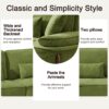 Cloud Velvet Deep Seated Sofa With Pillows - Green - Image 11