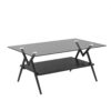 Rectangle Coffee Table With Tempered Glass Top And Black MDF Shelf, Modern Table For Living Room - Gray - Image 11