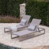 Outdoor Chaise Lounge (Set of 2) With Adjustable Aluminum Frame And Textilene Mesh Seating - Gray - Image 5