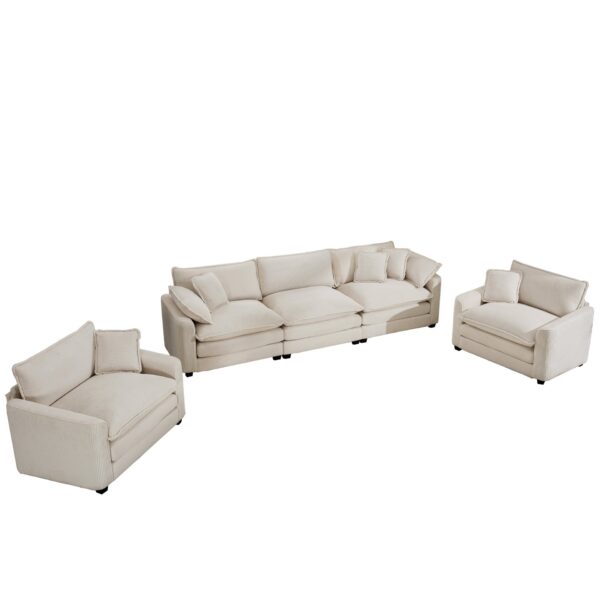 Luxurious And Sophisticated 3 Piece Sofa Set With Soft Cushions - Beige