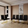 Modern High Back Upholstered Dining Chairs With C Shaped Tube And Plating Golden Metal Legs (Set of 2) - Black - Image 17