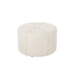 Contemporary Ottoman With Tonal Piping And Button Tuft Design - Beige