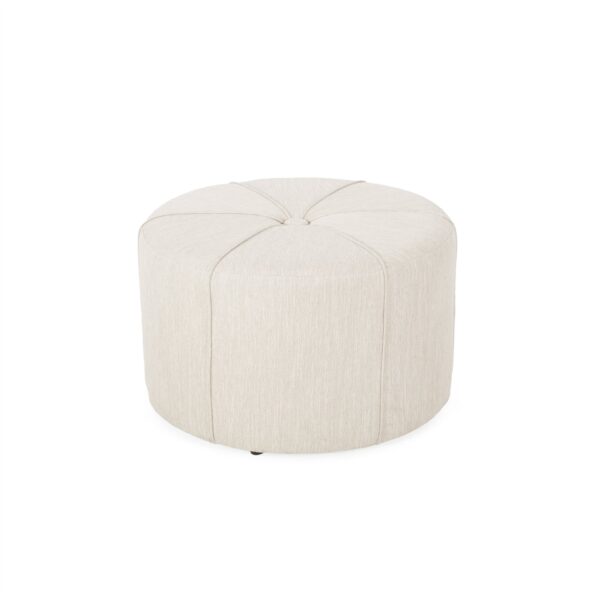 Contemporary Ottoman With Tonal Piping And Button Tuft Design - Beige
