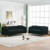 Oversized Sofa, 3 And 2 Seater Deep Tufted Couch - Black - Image 2