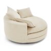 Accent Barrel Chair 360° Swivel Sofa Chair With Dual Layer Cushion And 3 Removable Pillows Corduroy - Beige - Image 14