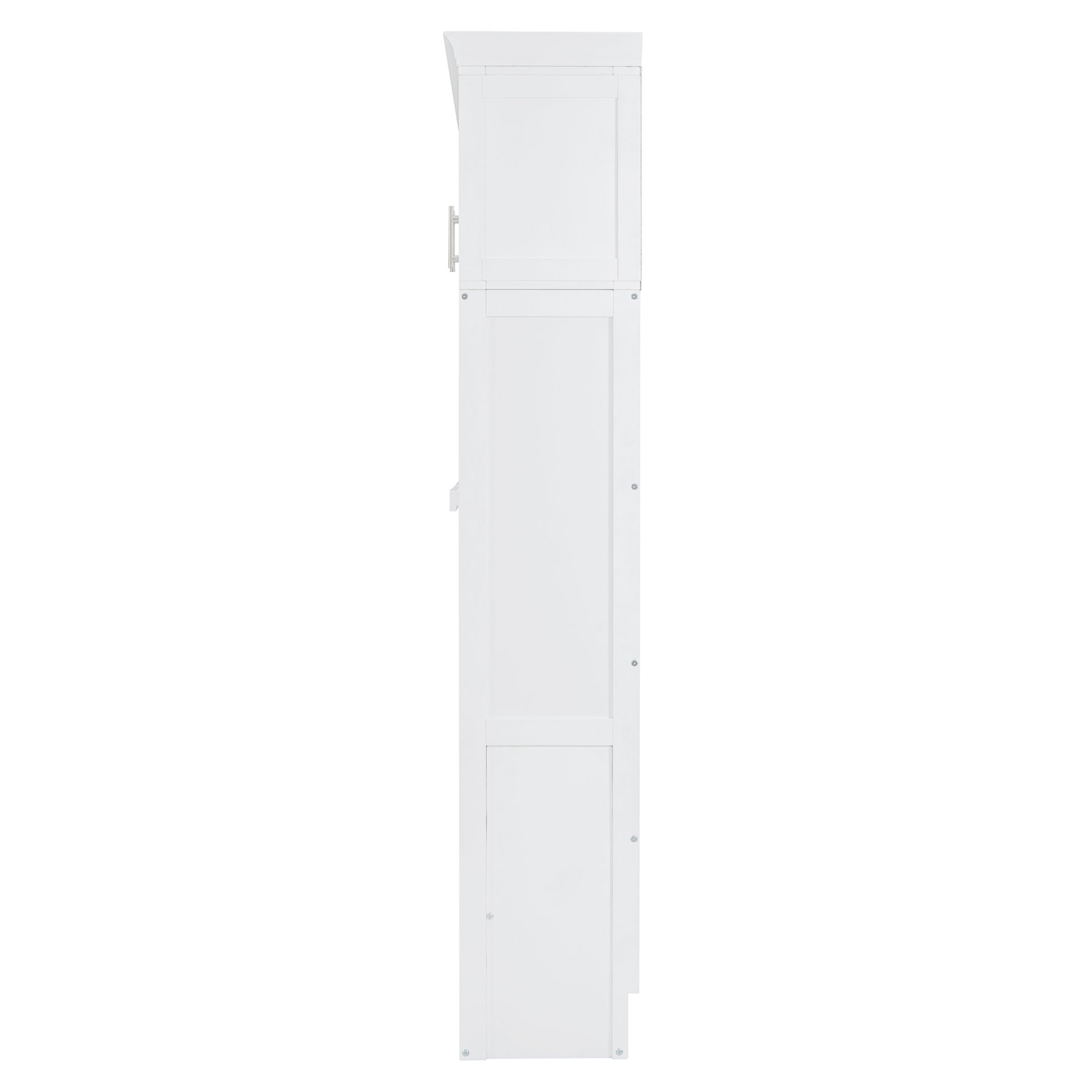 Queen Size Murphy Wall Bed With Top Cabinets & Wine Rack - White - Image 16