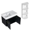 Modern Style 30" Wall Mounted Bathroom Vanity With Resin Sink And Storage Rack Plywood - Black Chestnut - Image 14