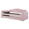 Twin Size Upholstered Daybed With Storage Armrests, Trundle And Latest Integrated Bluetooth Audio System - Pink - Image 4