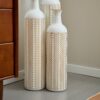 Floor Metal Vase Modern Style Decoration Home Metal Vase 3 Piece Set Gorgeous Home Decoration Large Glazed Metal Vase - Gold / White - Image 21