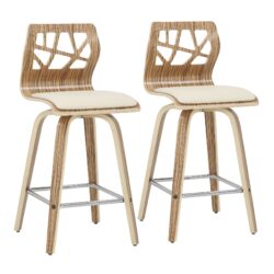 Folia - Mid-Century Modern Counter Stool (Set of 2) - Zebra / Cream