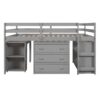 Full Loft Low Study Bed With Cabinet, Shelves And Rolling Portable Desk, Multiple Functions- Gray - Image 21