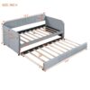 Upholstered Daybed Sofa Bed Twin Size With Trundle Bed And Slat - Gray - Image 14