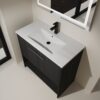 Modern 36" Bathroom Vanity With Ceramic Sink And Soft Closing Doors - Dark Oak - Image 7