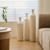 Floor Metal Vase Modern Style Decoration Home Metal Vase 3 Piece Set Gorgeous Home Decoration Large Glazed Metal Vase - Gold / White - Image 6