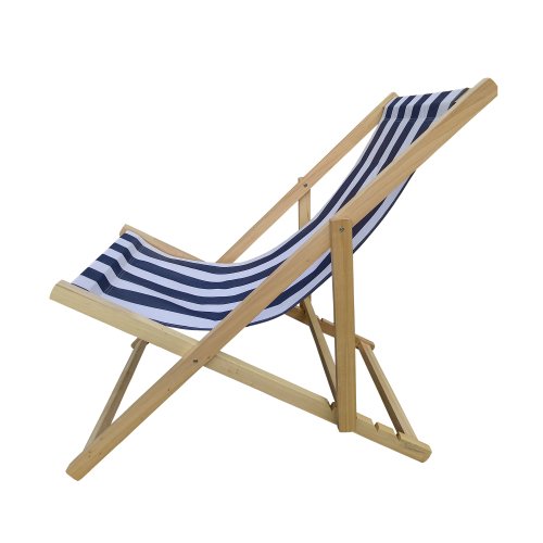 Sling Folding Chaise Lounge Chair - Stripe Blue - Image 5